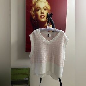 H&M Pink and White Knit Vest